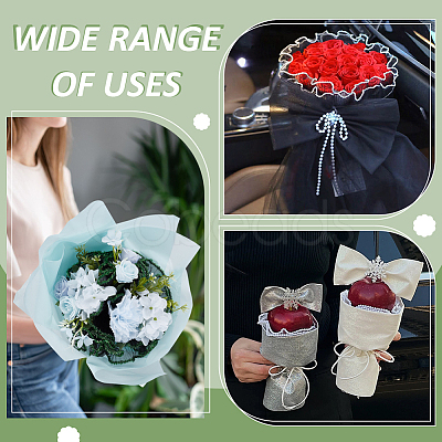 Polyester Pleated Wave Yarn Floral Bouquet Packaging DIY-WH0037-43D-1