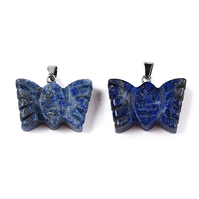Natural Lapis Lazuli Carved Butterfly Pendants G-N342-01C-1