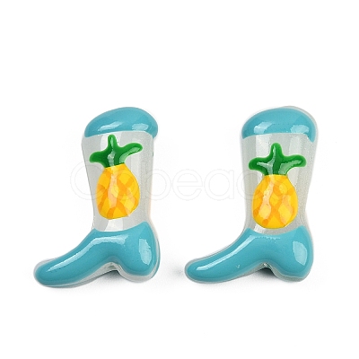 Boot Baking Paint Glass Enamel Beads LAMP-C020-02E-1