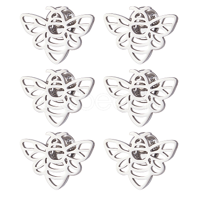 6Pcs Bees 304 Stainless Steel Lapel Pin Backs for Backpack Clothes JEWB-FH0003-11P-1