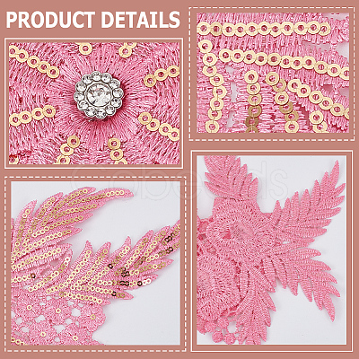4Pcs Flower & Leaf Polyester and Plastic Applqiues PATC-CY0001-49B-1