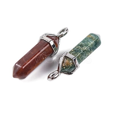 Natural Indian Agate Pointed Pendants G-M378-01P-A39-1