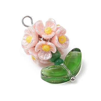 Glass Seed Beaded Flower Pendants X1-PALLOY-MZ00521-01-1