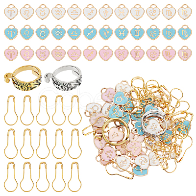 Heart with Twelve Constellation DIY Locking Stitch Marker Sets DIY-ME0001-02-1