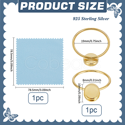 1Pc 925 Sterling Silver Ring Components STER-BC0003-88G-1