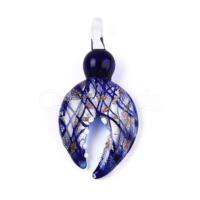 Handmade Silver Foil Lampwork Big Pendants FOIL-N031-01C-1