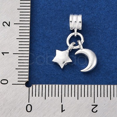 925 Sterling Silver Star & Moon European Dangle Charms STER-G045-08S-1