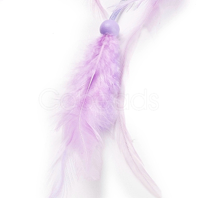 Woven Web/Net with Feather Hanging Ornaments HJEW-G025-03C-1