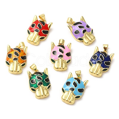 Rack Plating Brass Enamel Cubic Zirconia Pendants KK-Q771-06G-1