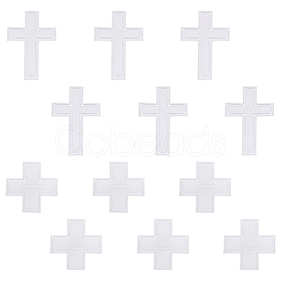 12Pcs 2 Styles Cross Polyester Embroidery Sew on Appliques PATC-FG0002-08-1