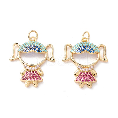 Brass Micro Pave Colorful Cubic Zirconia Pendants ZIRC-Z019-38G-NR-1