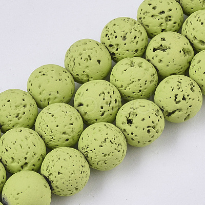 Spray Painted Natural Lava Rock Beads Strands G-N0324-C-08-1
