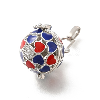 Alloy Enamel Bead Cage Pendants ENAM-M047-03P-B-1