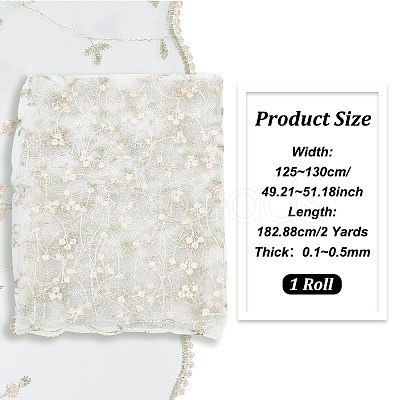 Flower Pattern Polyester Mesh Fabric DIY-WH0453-06B-1