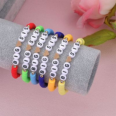 6Pcs 6 Style Polymer Clay Heishi Surfer Stretch Bracelets Set BJEW-SW00120-1