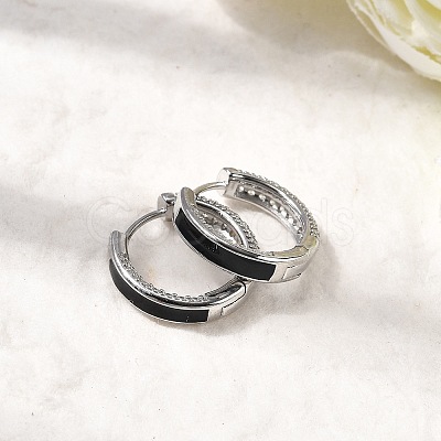 Brass Micro Pave Clear Cubic Zirconia Hoop Earrings EJEW-K276-11P-01-1