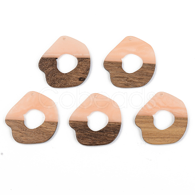 Opaque Resin & Walnut Wood Pendants RESI-S389-050A-C02-1