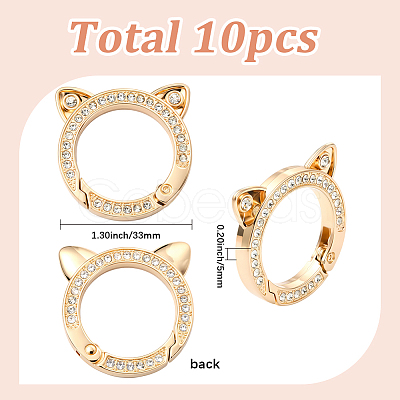 10Pcs Zinc Alloy Crystal Rhinestone Spring Gate Rings FIND-SC0019-51B-1