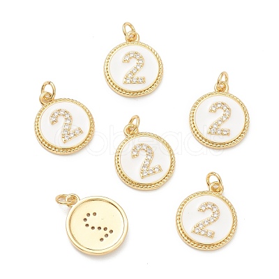 Brass Micro Pave Clear Cubic Zirconia Charms ZIRC-J040-44G-02-1