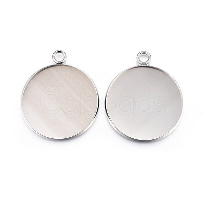 Tarnish Resistant 304 Stainless Steel Pendant Cabochon Settings LS-STAS-F191-14P-H-1