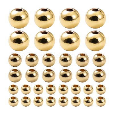 120Pcs 3 Size PVD Vacuum Plating Brass Round Spacer Beads Set KK-LS0001-11G-1