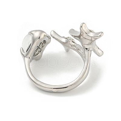 Star Zinc Alloy Rhinestone Open Cuff Ring RJEW-Z048-02P-02-1