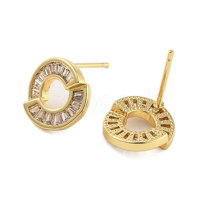 Rack Plating Ring Brass Stud Earrings EJEW-N055-39G-RS-1