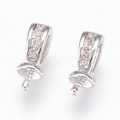 Brass Cup Pearl Peg Bails Pin Pendants KK-P150-17P-1