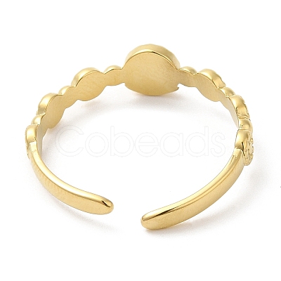 304 Stainless Steel Flat Round Wrap Open Cuff Ring for Women RJEW-I098-04G-1