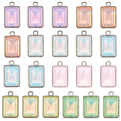 28Pcs 7 Colors Alloy Glass Pendants FIND-SC0015-31P-1