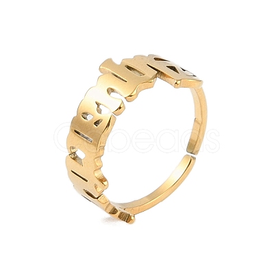 Ion Plating(IP) 304 Stainless Steel Constellation Open Cuff Ring for Women RJEW-C097-01G-01-1