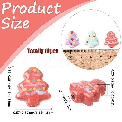 10Pcs 10 Colors Handmade Porcelain Beads PORC-YW0001-46-1
