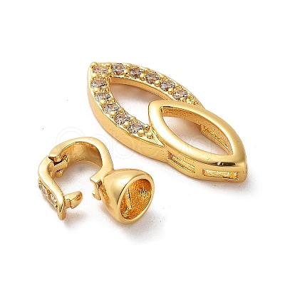 Rack Plating Brass Micro Pave Cubic Zirconia Ice Pick Pinch Bails ZIRC-P117-01B-G-1