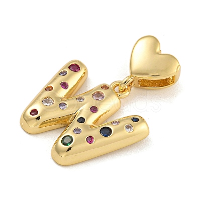 Brass Micro Pave Colorful Cubic Zirconia Pendants KK-P281-01G-W-1