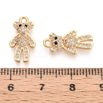 Brass Micro Pave Clear Cubic Zirconia Pendants KK-T078-02G-01-1