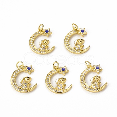 Brass Micro Pave Cubic Zirconia Pendants KK-E068-VB008-1
