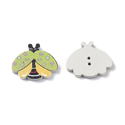 2-Hole Spray Painted Wooden Buttons BUTT-H001-01-1