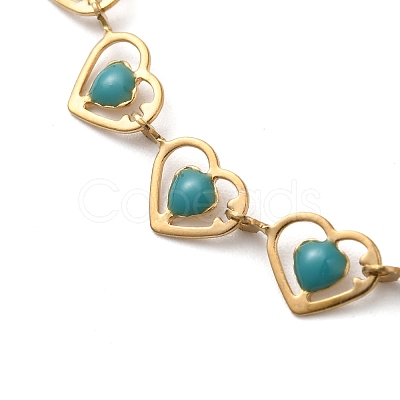 304 Stainless Steel Heart Link Bracelets for Women BJEW-C076-02A-02-1
