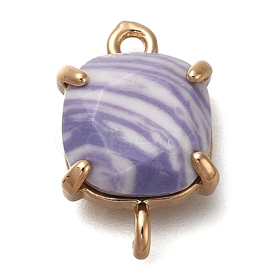 Brass Glass Imitation Gemstone Connector Charms KK-Z076-01G-02-1