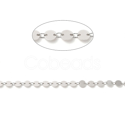 Anti-Tarnish Rhodium Plated 925 Sterling Silver Flat Round Link Chains STER-NH0001-27A-P-1