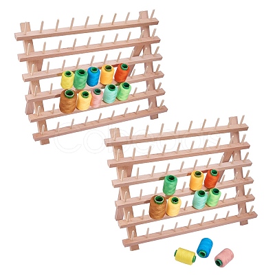 60 Spools Solid Wood Sewing Embroidery Thread Stand Holder Rack ODIS-WH0001-01-1