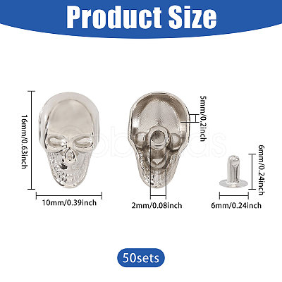 50Pcs Skull Alloy Rivets FIND-CA0011-72A-P-1
