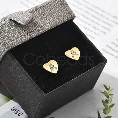 Rack Plating Brass Micro Pave Clear Cubic Zirconia Stud Earrings EJEW-K299-01G-A-1
