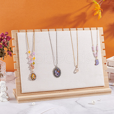 Detachable Bamboo Slant Back Necklace Display Stands NDIS-WH0001-17-1