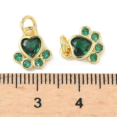Brass Pave Cubic Zirconia Paw Print Charms KK-I355-17G-07-1
