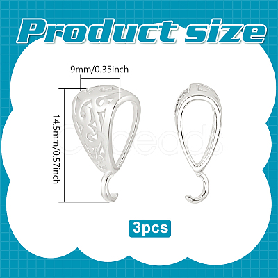 3Pcs 925 Sterling Silver Tube Bails STER-PH0002-68-1