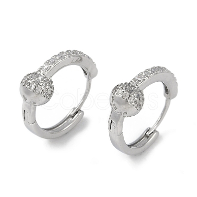 Clear Cubic Zirconia Heart Hoop Earrings EJEW-L292-009P-1