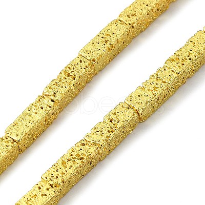 Electroplated Natural Lava Rock Beads Strands G-I360-K04-01-1