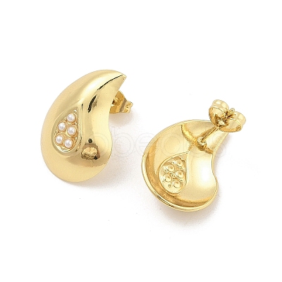 Teardrop PVD Vacuum Plating 304 Stainless Steel Stud Earrings for Women EJEW-C120-10G-1