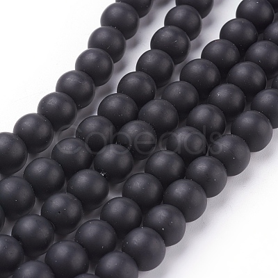 Synthetic Black Stone Beads Strands X-G508-1-1